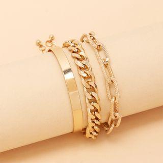 Set Of 3: Chain Bracelet Set Of 3 - Gold - One Size