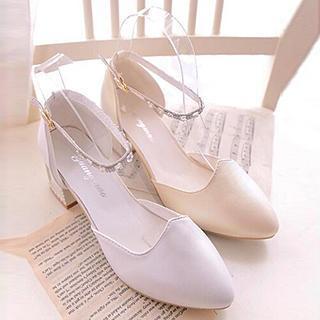 Rhinestone Chunky Heel Pumps