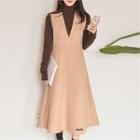 Plunge-neck A-line Long Dress