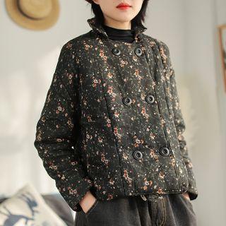 Double-breasted Floral Padded Coat