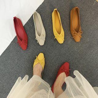 Bow Accent Square Toe Ballerina Flats