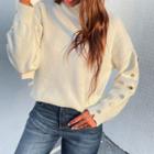 Plain Mock-neck Long Sleeve Sweater