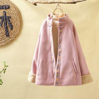 Floral Embroidery Toggle Coat