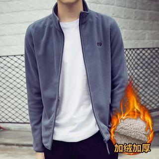 Stand Collar Fleece-lined Zip Jacket