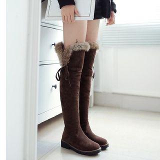 Ribbon Flat Over-the-knee Boots