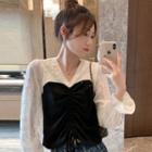 Two-tone Drawstring Blouse