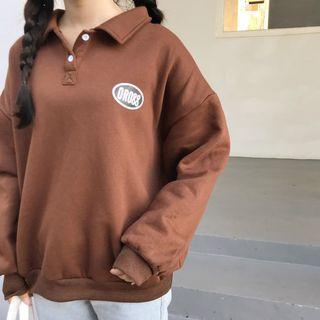 Lettering Polo Pullover