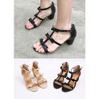 Bow T-strap Chunky-heel Sandals