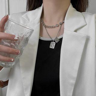 Layered Chunky Chain Necklace Silver - One Size