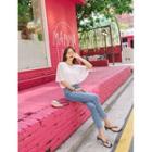 Flutter-sleeve Sheer T-shirt