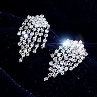 Rhinestone Fringed Drop Earring 1 Pair - White - One Size