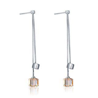 925 Sterling Silver Cz Cube Earrings