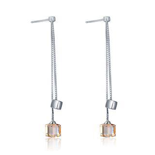 925 Sterling Silver Cz Cube Earrings