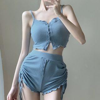 Sleeveless Knit Cropped Top / Shorts