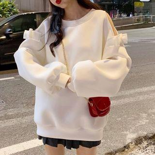 Bow-accent Cutout Shoulder Plain Top