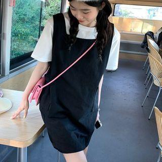 Elbow-sleeve T-shirt / Mini Sheath Overall Dress