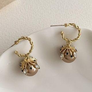 Faux Pearl Dangle Earring 1 Pair - Pearl - Gold - One Size