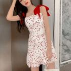 Star Printed Strappy A-line Dress