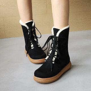 Snake Print Lace Up Short Boots