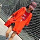 Ripped 3/4 Sleeve Loose-fit T-shirt