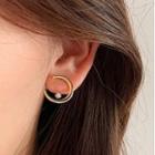 Moon Dangle Earring 1 Pair - Moon & Zircon Earrings - Gold - One Size