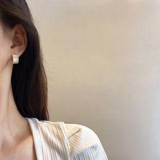 Rhinestone Acrylic Hoop Earring 1 Pair - E3257 - Gold - One Size