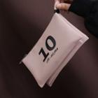 Numeral Faux Leather Makeup Pouch Pink - One Size