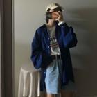 Pocketed Plain Shirt Blue - One Size