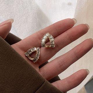 Rhinestone Earring 1 Pair - S925 Sterling Silver Pin - Gold - One Size