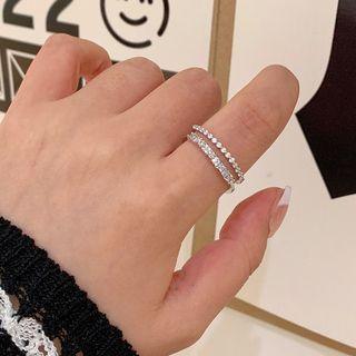 Cz Layered Open Ring 1 Piece - Ring - Rhinestone - Gold - One Size