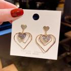 Rhinestone Heart Dangle Earring E1852 - 1 Pair - Gold - One Size