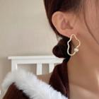 Faux Pearl Irregular Alloy Hoop Earring 1 Pair - S925 Silver - Gold - One Size