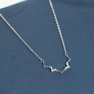 Zigzag Rhinestone Pendant Sterling Silver Necklace Zigzag Rhinestone - Silver - One Size