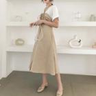 Mock Two Piece Short-sleeve Midi Dress Almond - One Size