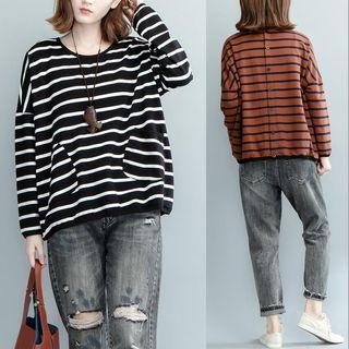 Striped Buttoned Pullover