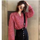 Leopard Print Shirt / Single-strap Jumper Shorts / Jumper Pants