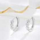 Flower Hoop Drop Earring 1 Pair - Silver - One Size