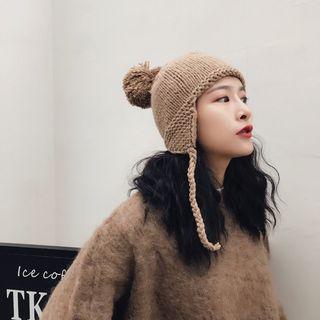 Bobble Ear Flap Knit Beanie