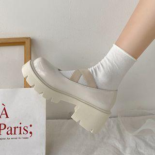 Platform Block Heel Cross Trap Mary Jane Shoes