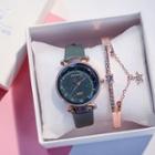 Set: Glitter Strap Watch + Rhinestone Bangle