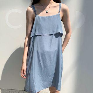 Spaghetti Strap Ruffled A-line Dress