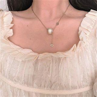 Rhinestone Drop Necklace Gold - One Size