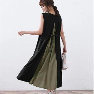 Sleeveless Panel Drawstring Dress