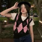 Argyle Two-tone Sweater Vest