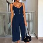 Spaghetti Strap Wide-leg Cropped Jumpsuit