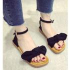 Bow Ankle Strap Faux Suede Sandals