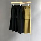 Dual Pocket A-line Midi Skirt
