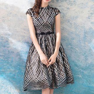 Sequined Cap-sleeve Cocktail Dress