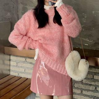 Turtleneck Long-sleeve T-shirt / Plain Crew-neck Sweater