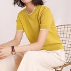 Scallop Short-sleeve Knit Top